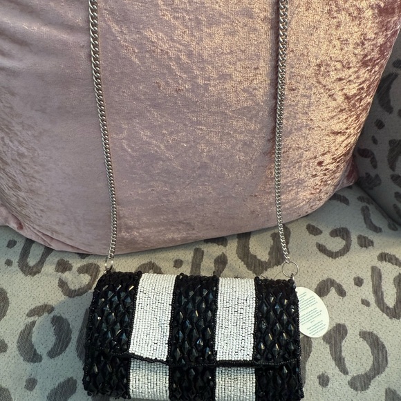 Black and Silver Beaded Women's Bag - Picture 1 of 4